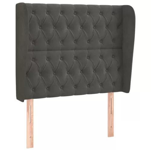  sötétszürke bársony fejtámla szárnyakkal 93 x 23 x 118/128 cm