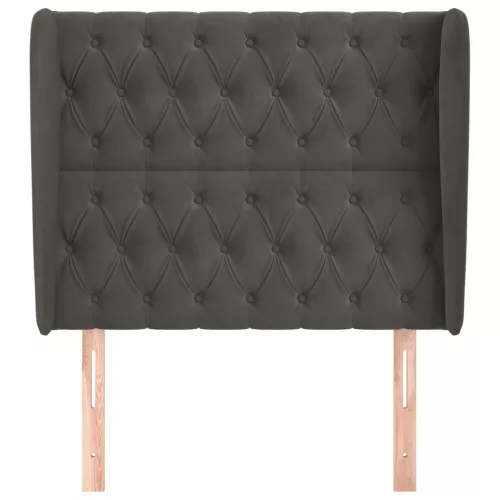  sötétszürke bársony fejtámla szárnyakkal 93 x 23 x 118/128 cm