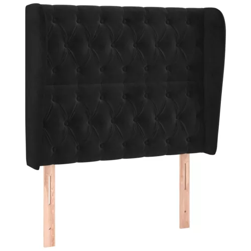  fekete bársony fejtámla szárnyakkal 103 x 23 x 118/128 cm