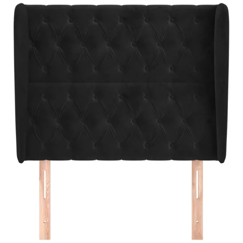  fekete bársony fejtámla szárnyakkal 103 x 23 x 118/128 cm