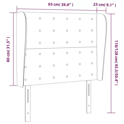  fekete szövet fejtámla szárnyakkal 93 x 23 x 118/128 cm
