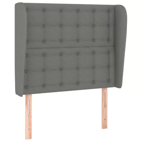  sötétszürke szövet fejtámla szárnyakkal 103 x 23 x 118/128 cm