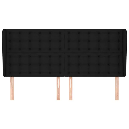  fekete szövet fejtámla szárnyakkal 183x23x118/128 cm