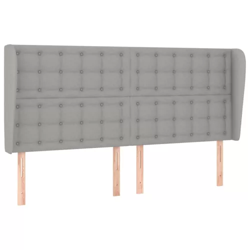  világosszürke szövet fejtámla szárnyakkal 203x23x118/128 cm