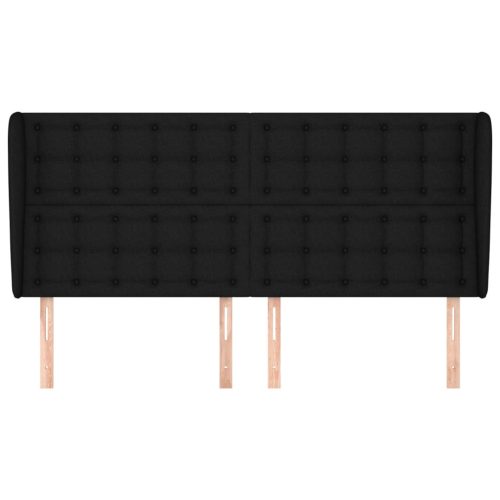  fekete szövet fejtámla szárnyakkal 203x23x118/128 cm