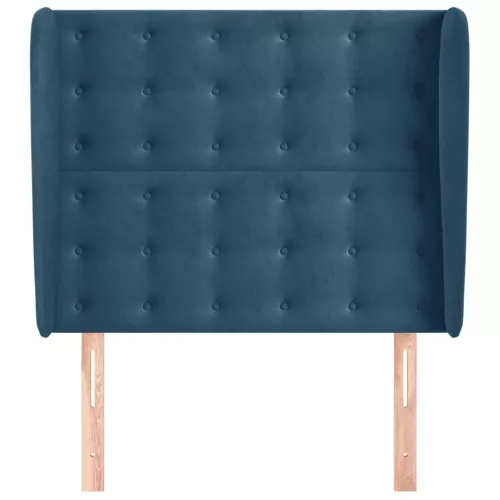  sötétkék bársony fejtámla szárnyakkal 83 x 23 x 118/128 cm
