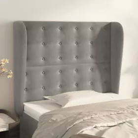   világosszürke bársony fejtámla szárnyakkal 93 x 23 x 118/128 cm