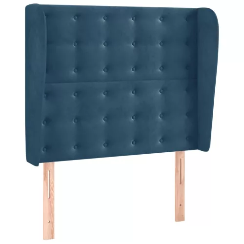 sötétkék bársony fejtámla szárnyakkal 93 x 23 x 118/128 cm