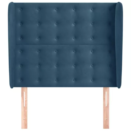  sötétkék bársony fejtámla szárnyakkal 93 x 23 x 118/128 cm