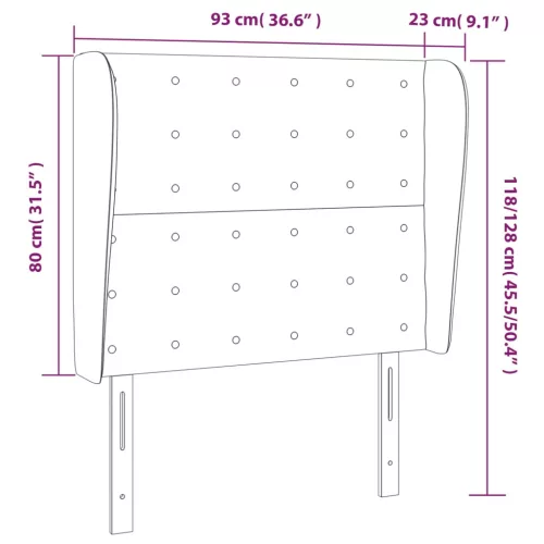  sötétkék bársony fejtámla szárnyakkal 93 x 23 x 118/128 cm