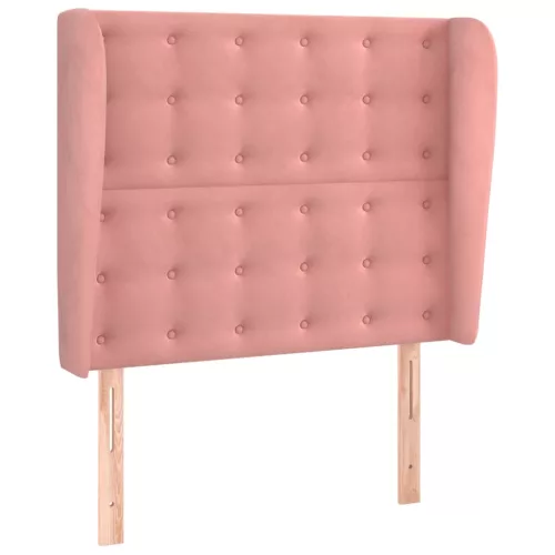  rózsaszín bársony fejtámla szárnyakkal 93x23x118/128 cm