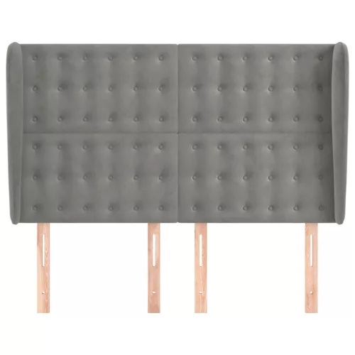  világosszürke bársony fejtámla szárnyakkal147 x 23 x 118/128 cm