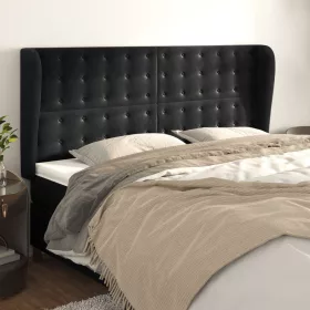  fekete bársony fejtámla szárnyakkal 203x23x118/128 cm