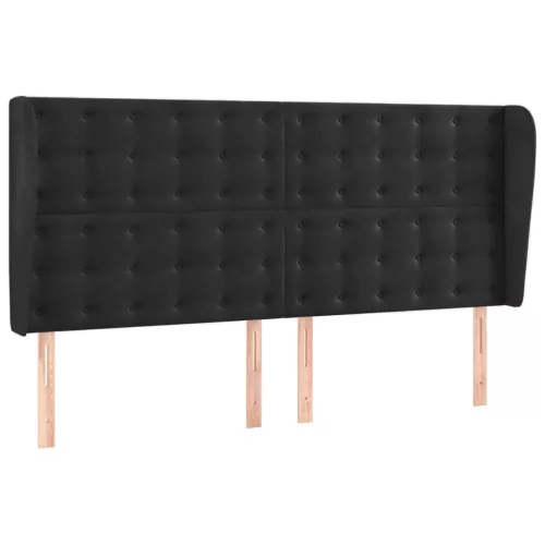  fekete bársony fejtámla szárnyakkal 203x23x118/128 cm