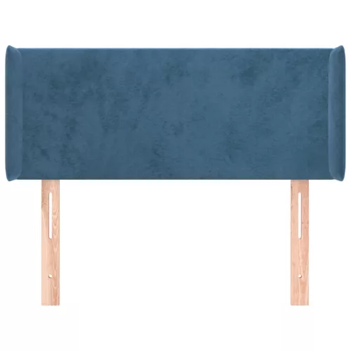  sötétkék bársony fejtámla szárnyakkal 83x16x78/88 cm