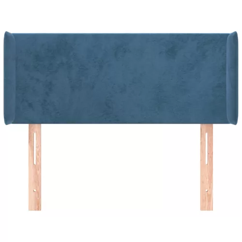  sötétkék bársony fejtámla szárnyakkal 93x16x78/88 cm