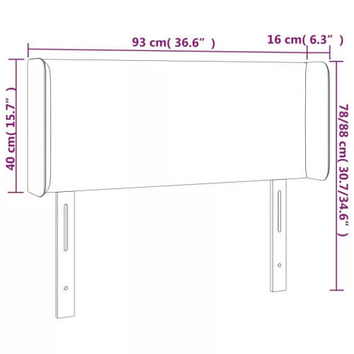  rózsaszín bársony fejtámla szárnyakkal 93x16x78/88 cm