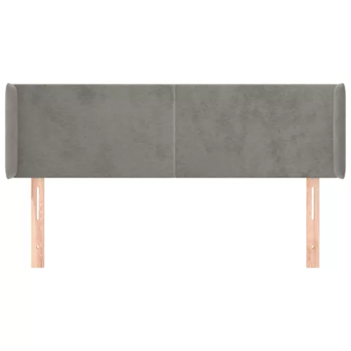  világosszürke bársony fejtámla szárnyakkal 147x16x78/88 cm