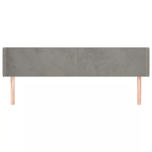  világosszürke bársony szárnyas fejtámla 183x16x78/88 cm