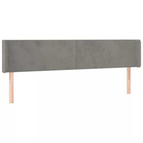  világosszürke bársony szárnyas fejtámla 203x16x78/88 cm