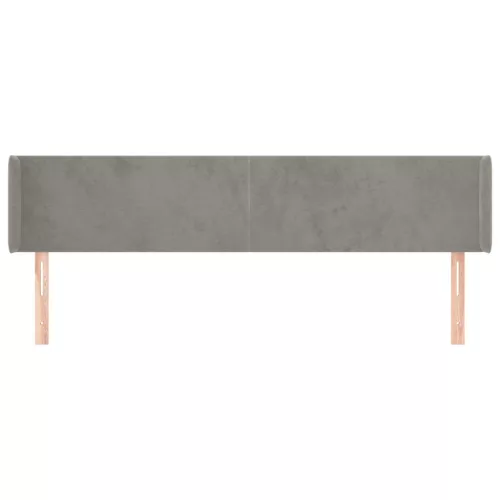  világosszürke bársony szárnyas fejtámla 203x16x78/88 cm