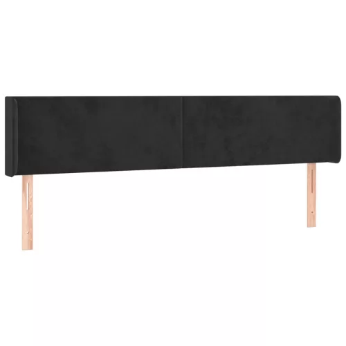 fekete bársony szárnyas fejtámla 203x16x78/88 cm