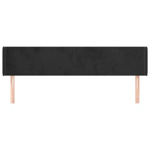  fekete bársony szárnyas fejtámla 203x16x78/88 cm