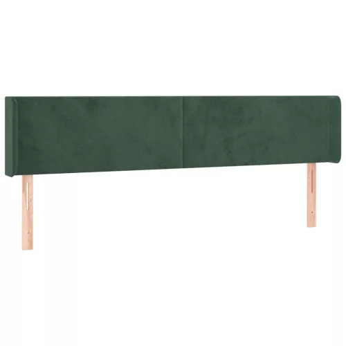  sötétzöld bársony szárnyas fejtámla 203x16x78/88 cm