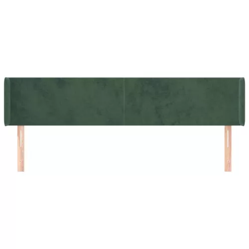  sötétzöld bársony szárnyas fejtámla 203x16x78/88 cm