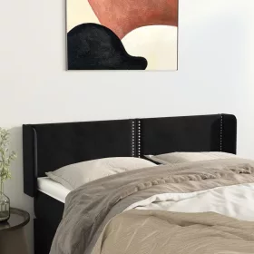  fekete bársony fejtámla szárnyakkal 147x16x78/88 cm