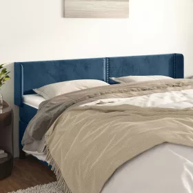  sötétkék bársony szárnyas fejtámla 163x16x78/88 cm