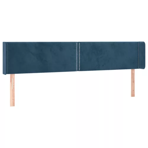  sötétkék bársony szárnyas fejtámla 163x16x78/88 cm