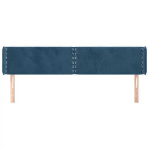  sötétkék bársony szárnyas fejtámla 163x16x78/88 cm
