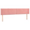  rózsaszín bársony szárnyas fejtámla 163x16x78/88 cm