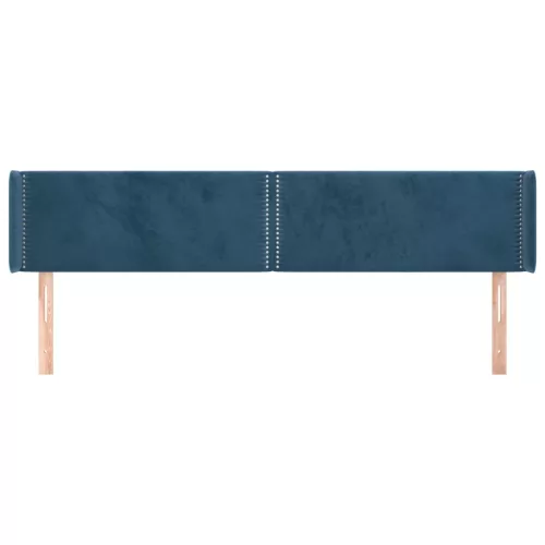  sötétkék bársony szárnyas fejtámla 183x16x78/88 cm