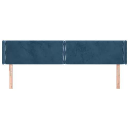  sötétkék bársony szárnyas fejtámla 203x16x78/88 cm