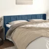  sötétkék bársony szárnyas fejtámla 183x16x78/88 cm