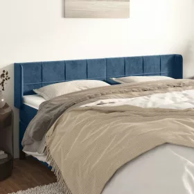  sötétkék bársony szárnyas fejtámla 183x16x78/88 cm