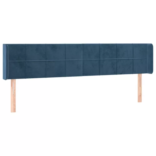 sötétkék bársony szárnyas fejtámla 183x16x78/88 cm