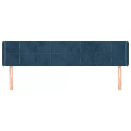  sötétkék bársony szárnyas fejtámla 183x16x78/88 cm