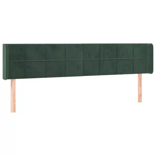  sötétzöld bársony szárnyas fejtámla 203x16x78/88 cm