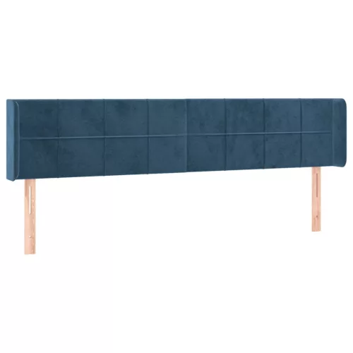  sötétkék bársony szárnyas fejtámla 203x16x78/88 cm