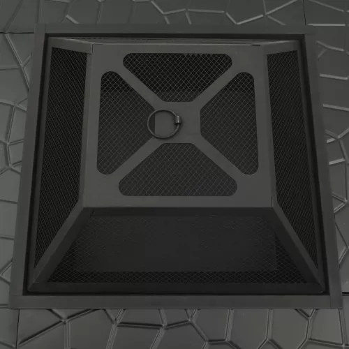  acél XXL-es méretű kerti tűztál piszkavassal 81 x 81 x 47 cm