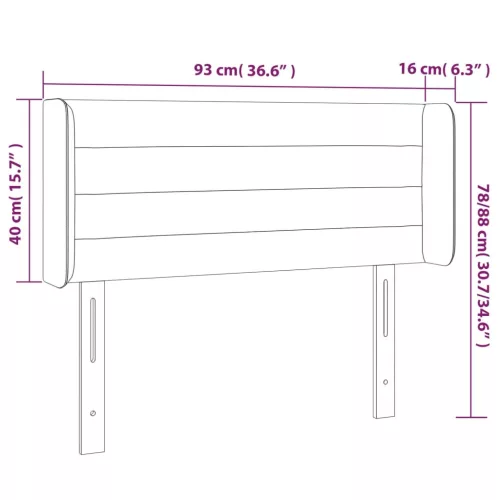  sötétkék bársony fejtámla 93x16x78/88 cm