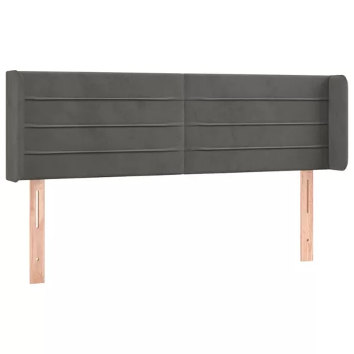  sötétszürke bársony fejtámla szárnyakkal 147x16x78/88 cm