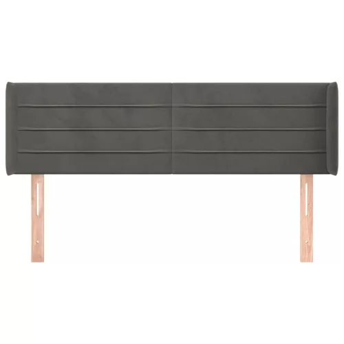  sötétszürke bársony fejtámla szárnyakkal 147x16x78/88 cm