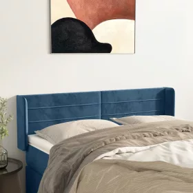  sötétkék bársony fejtámla 147x16x78/88 cm