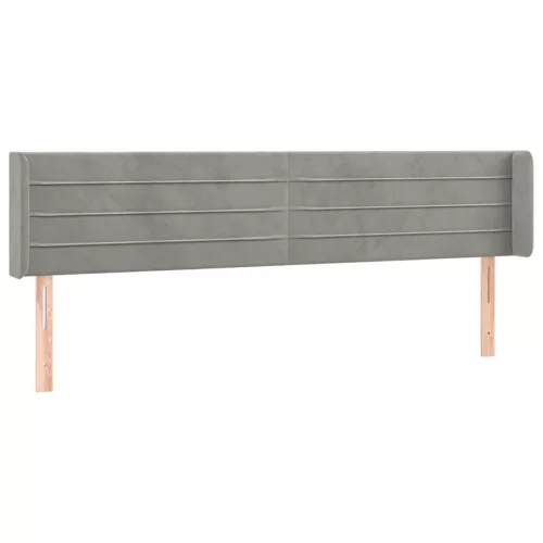  világosszürke bársony szárnyas fejtámla 163x16x78/88 cm