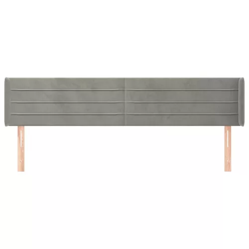  világosszürke bársony szárnyas fejtámla 203x16x78/88 cm