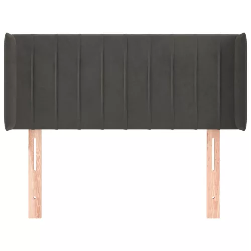  sötétszürke bársony fejtámla szárnyakkal 83x16x78/88 cm